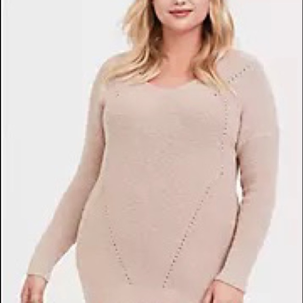 Torrid TAN CRISSCROSS BACK TUNIC SWEATER sz 0/1